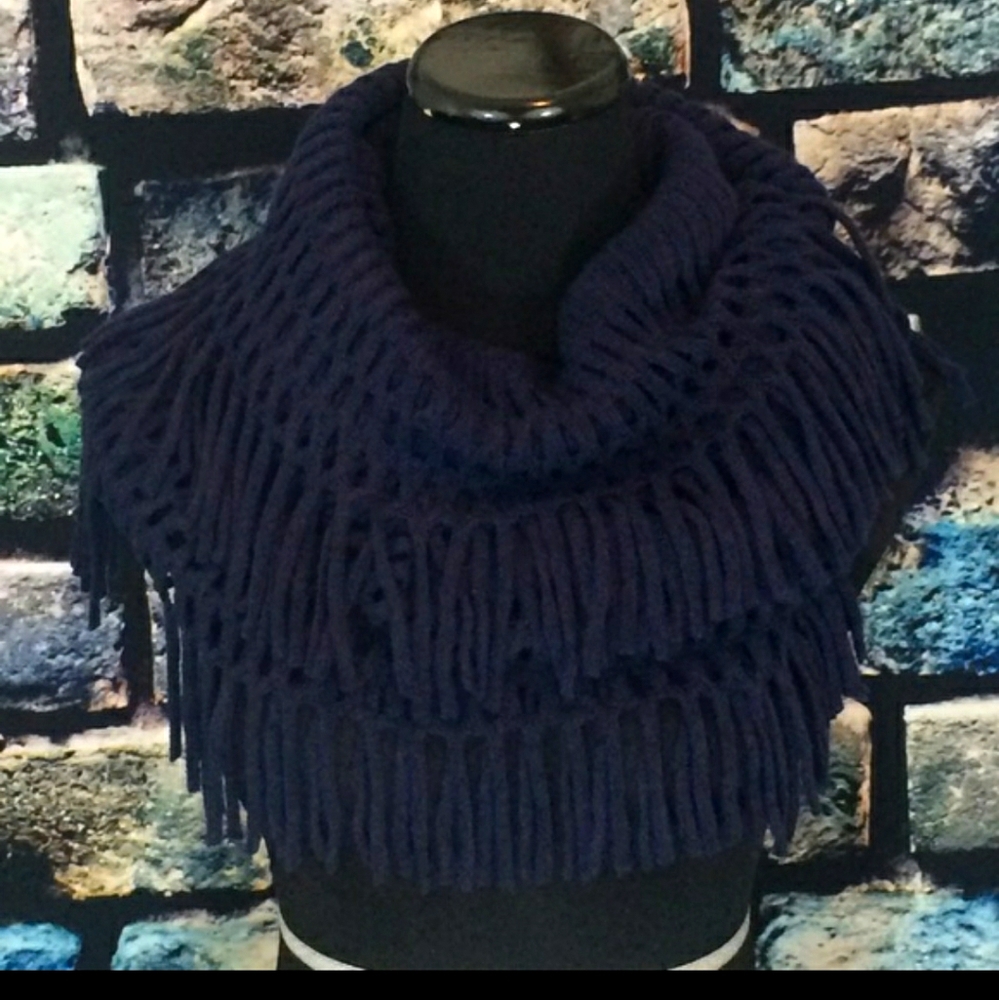 Navy Tassel Infinity Scarf